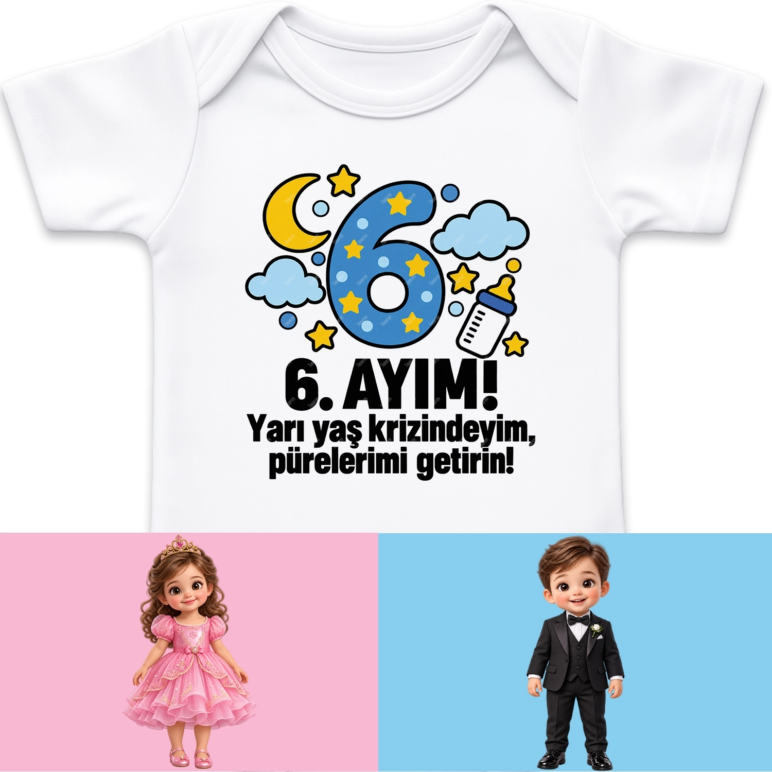6. Aylık - Yarı Yaş Krizindeyim Pürelerimi Getirin - Bebek Body Zıbın