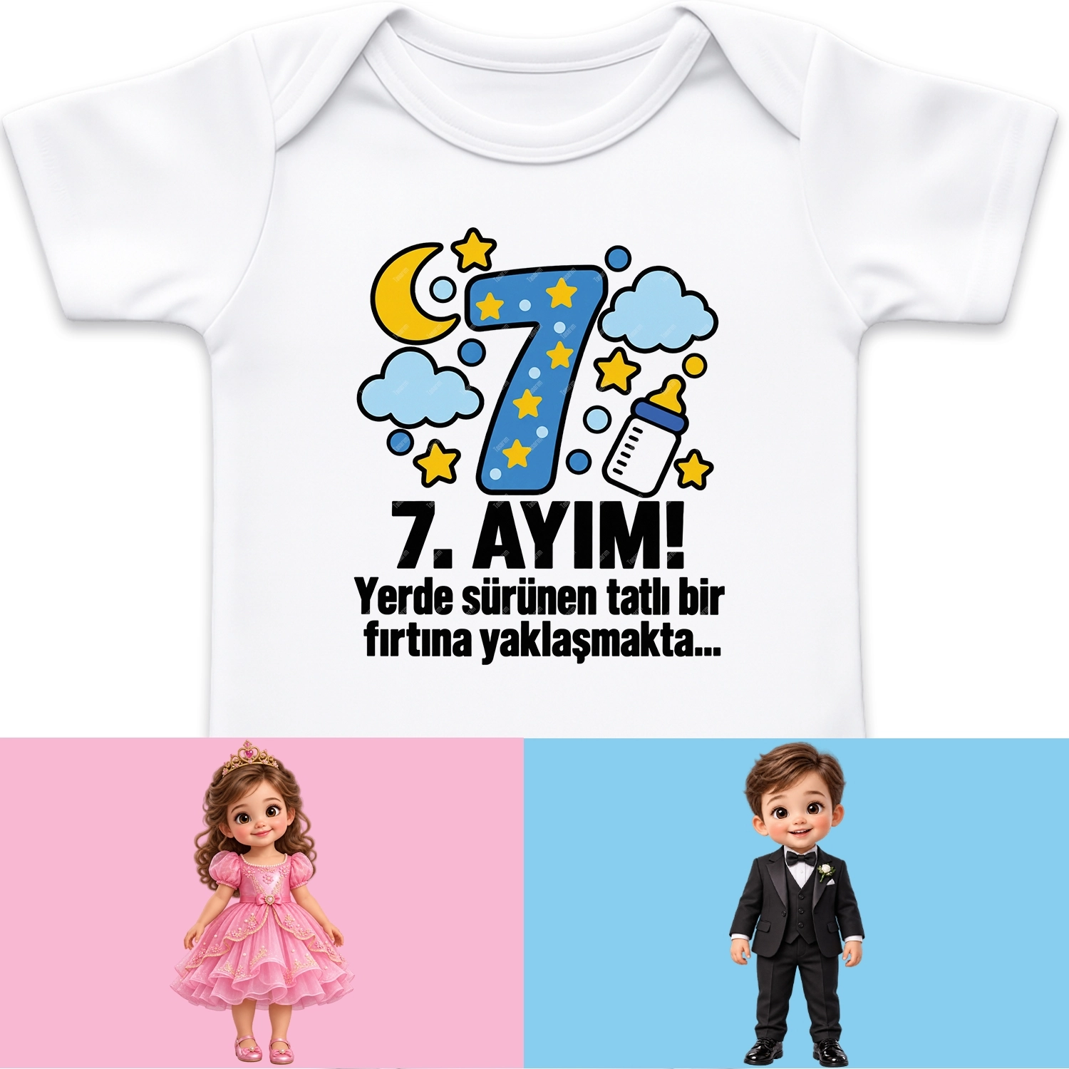 7. Aylık - Yerde Sürünen Tatlı Bir Fırtına Yaklaşmakta - Bebek Body Zıbın