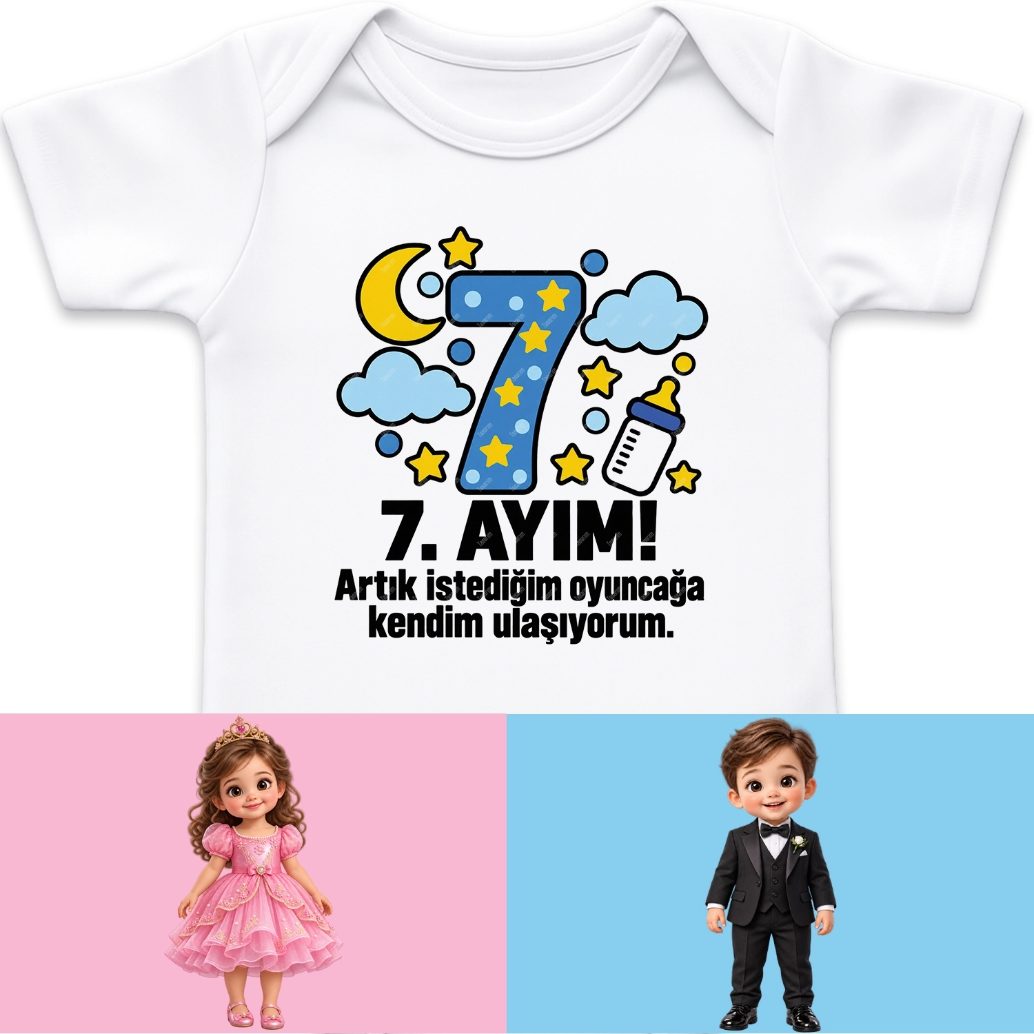 7. Aylık - Artık İstediğim Oyuncağa Kendim Ulaşıyorum - Bebek Body Zıbın