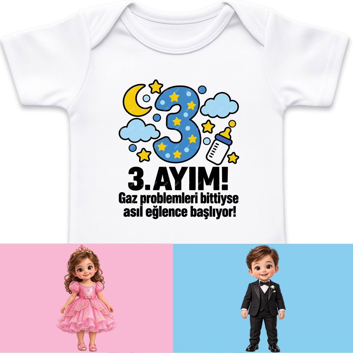 3. Aylık - Gaz Problemleri Bittiyse Asıl Eğlence Başlıyor - Bebek Body Zıbın