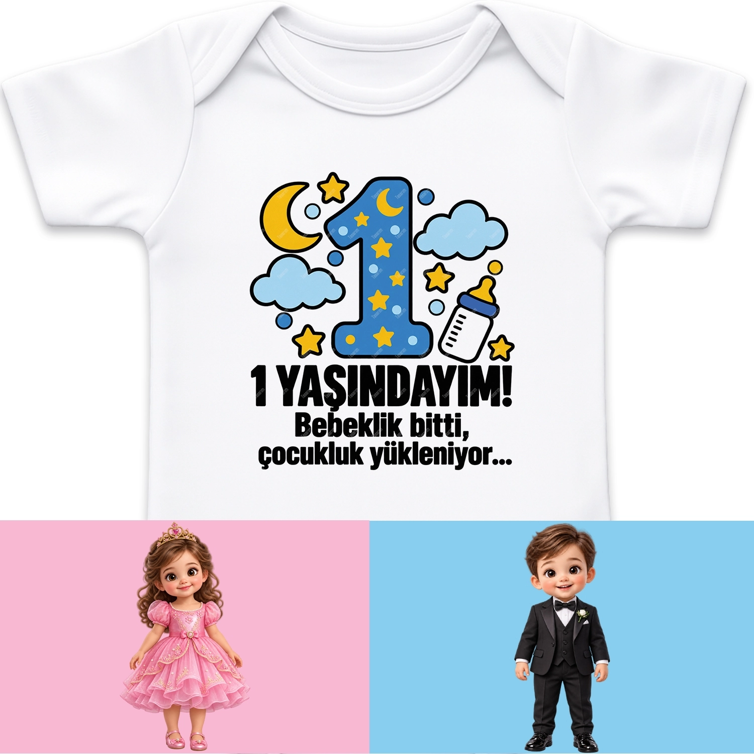 1 Yaşındayım - Bebeklik Bitti Çocukluk Yükleniyor - Bebek Body Zıbın