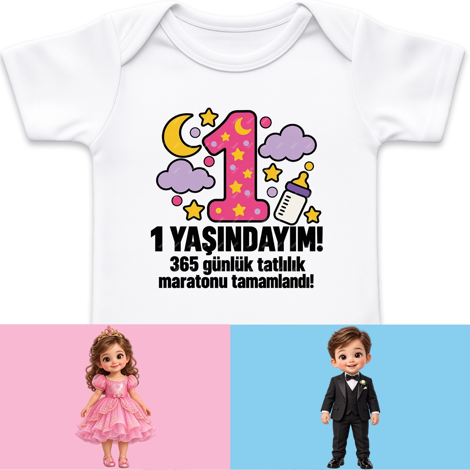 1 Yaşındayım - 365 Günlük Tatlılık Maratonu Tamamlandı - Bebek Body Zıbın