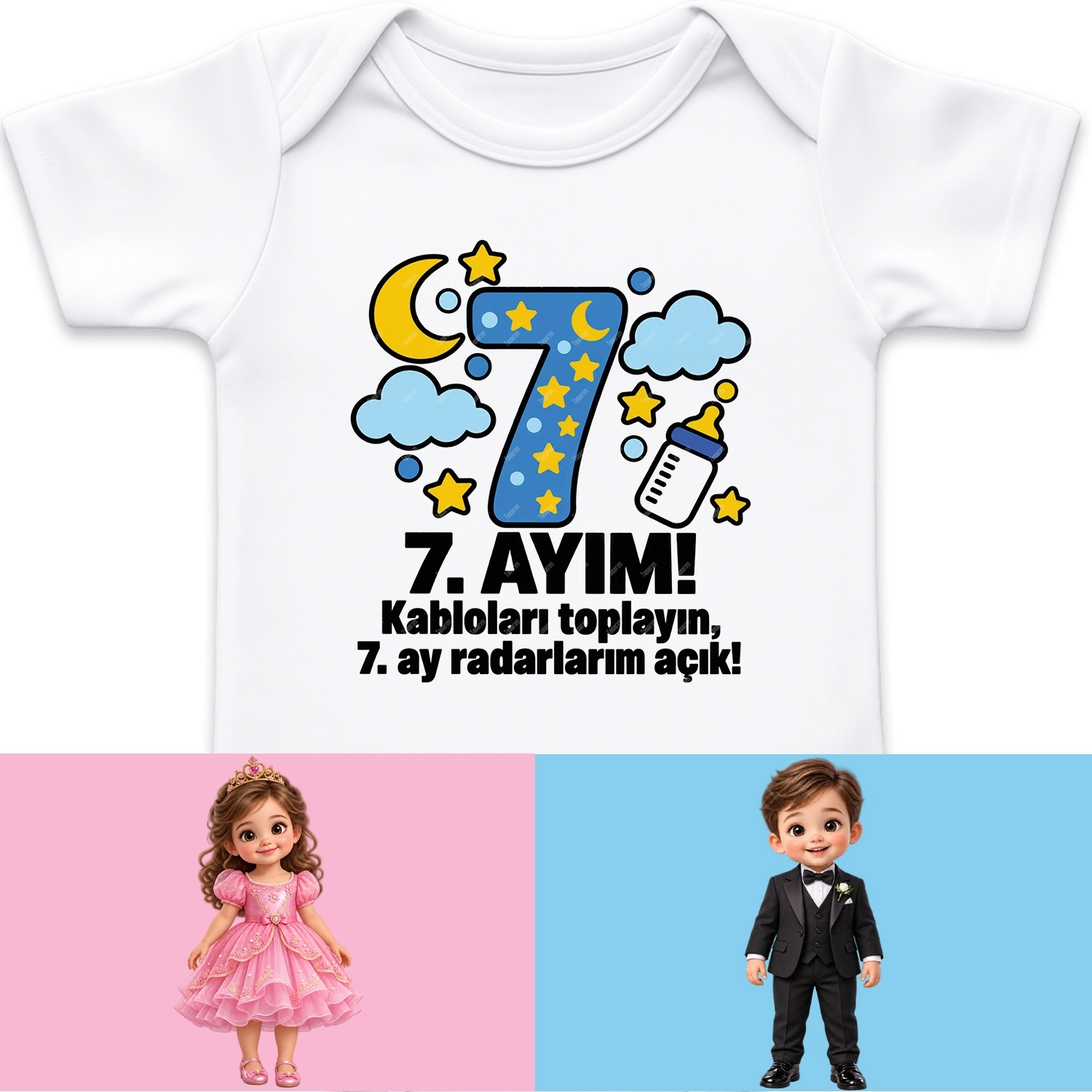 7. Aylık - Kabloları Toplayın 7. Ay Radarlarım Açık - Bebek Body Zıbın