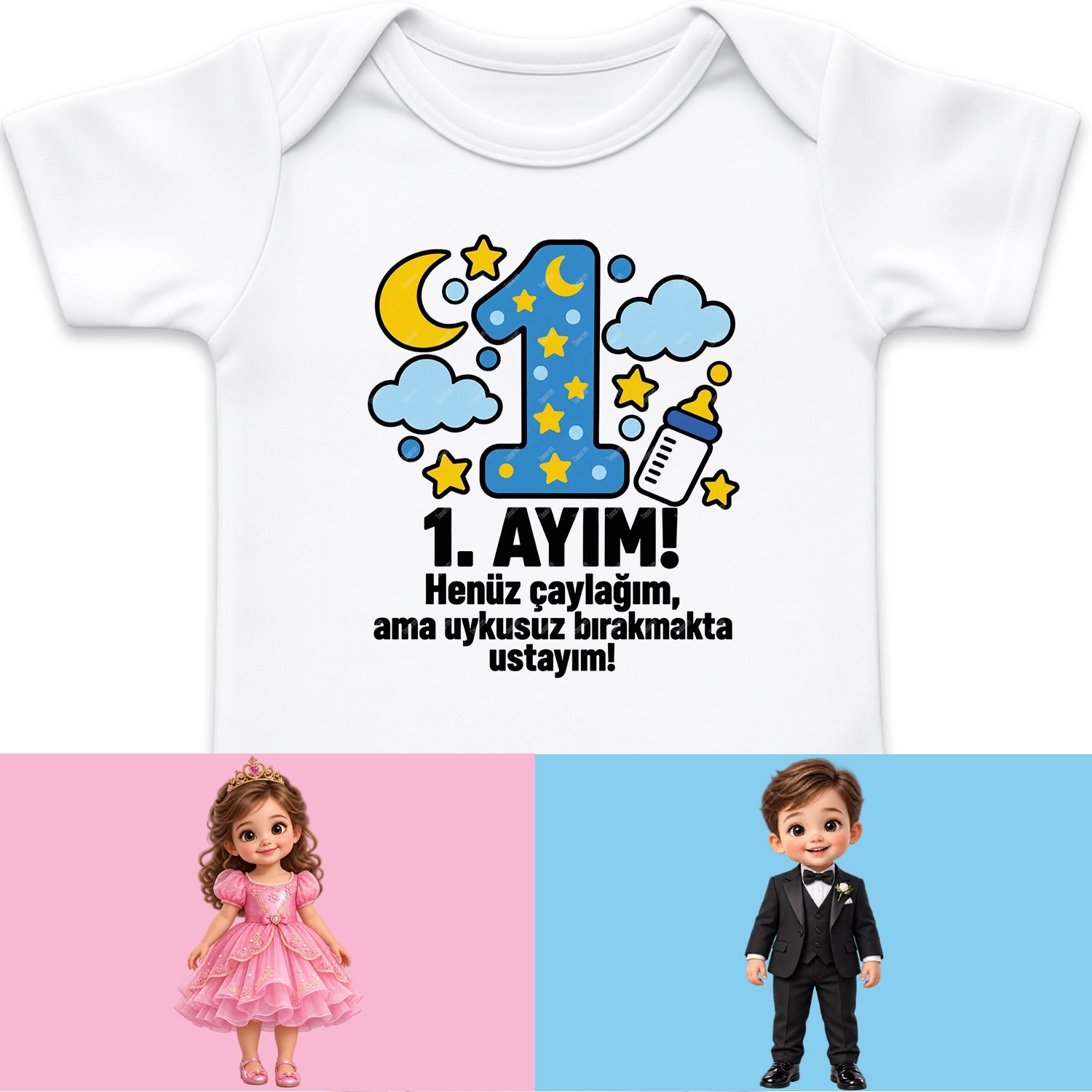 1. Aylık - Henüz Çaylağım Ama Uykusuz Bırakmakta Ustayım - Bebek Body Zıbın