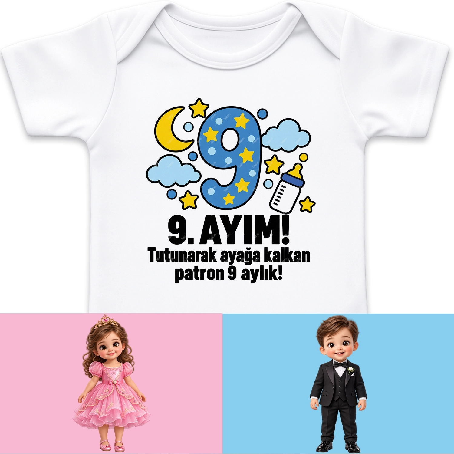 9. Aylık - Tutunarak Ayağa Kalkan Patron 9 Aylık - Bebek Body Zıbın