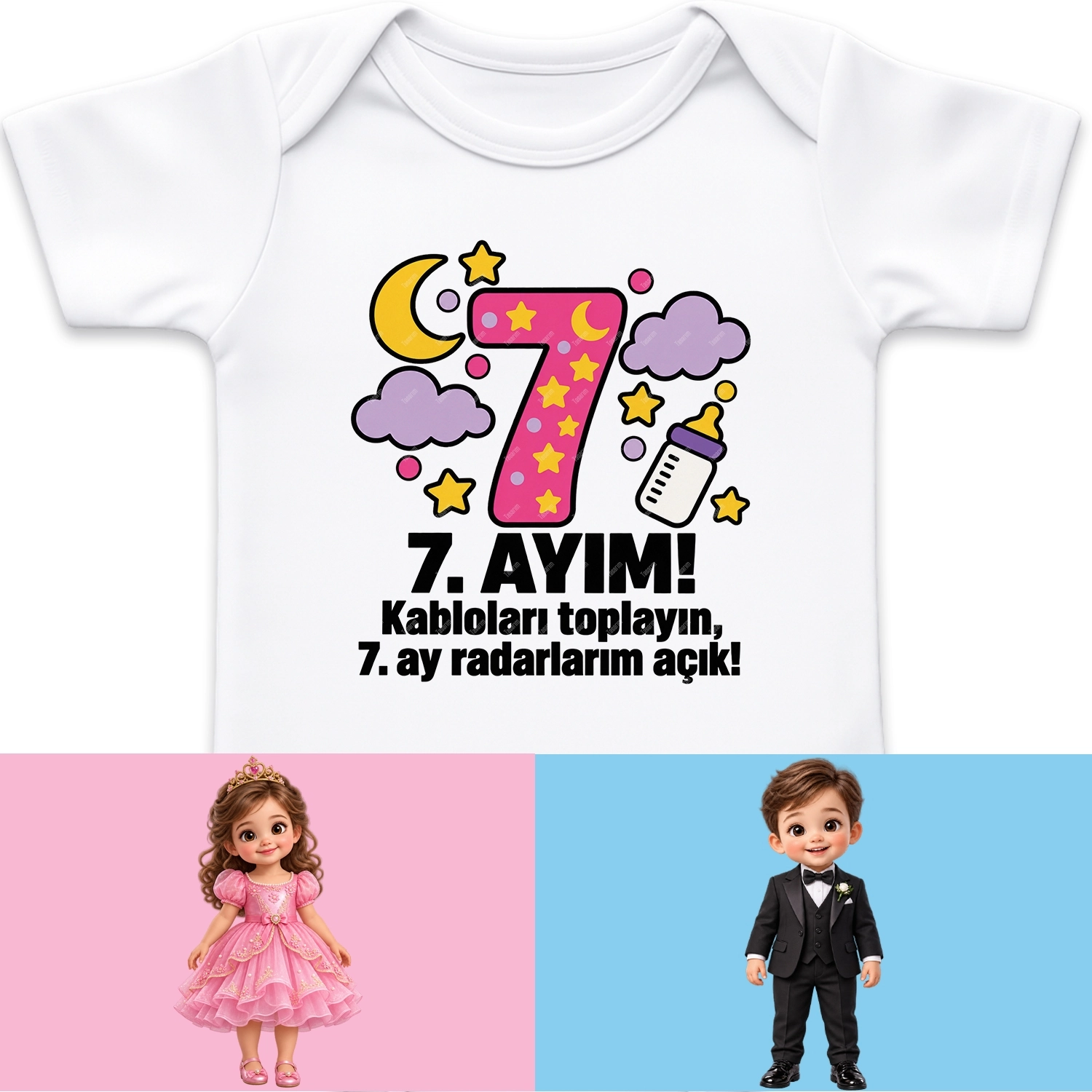 7. Aylık - Kabloları Toplayın 7. Ay Radarlarım Açık - Bebek Body Zıbın
